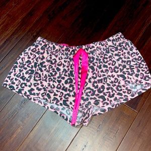 Pink leopard print sleep shorts
